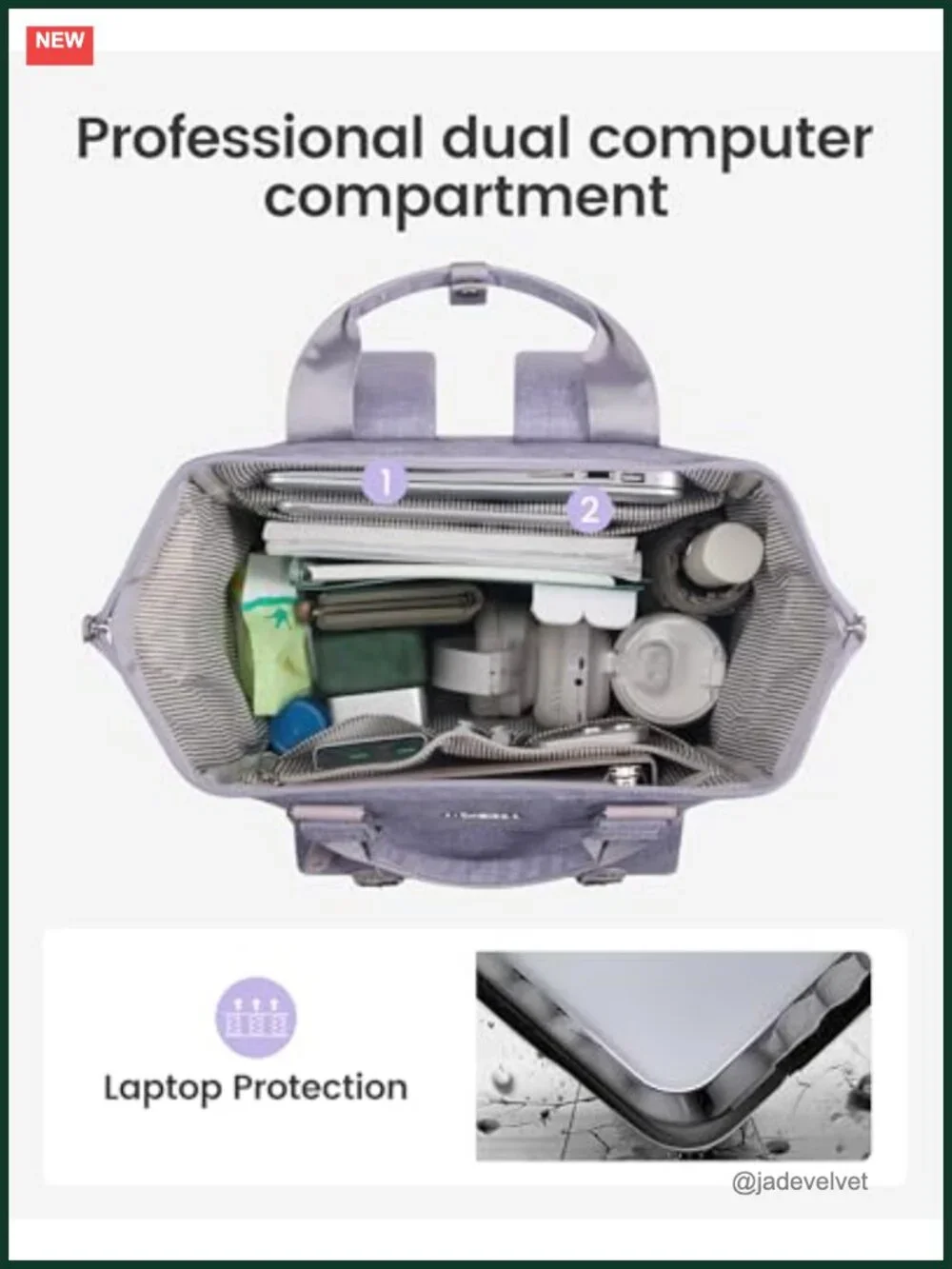 Laptop Backpack with 40oz Tumbler Holder, Anti-Theft, Padded 15.6
